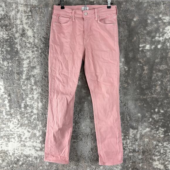 Mother Sz 27 Mid Rise Dazzler Ankle Play Date Jeans Pink Button Zip Denim Pants - Picture 1 of 13